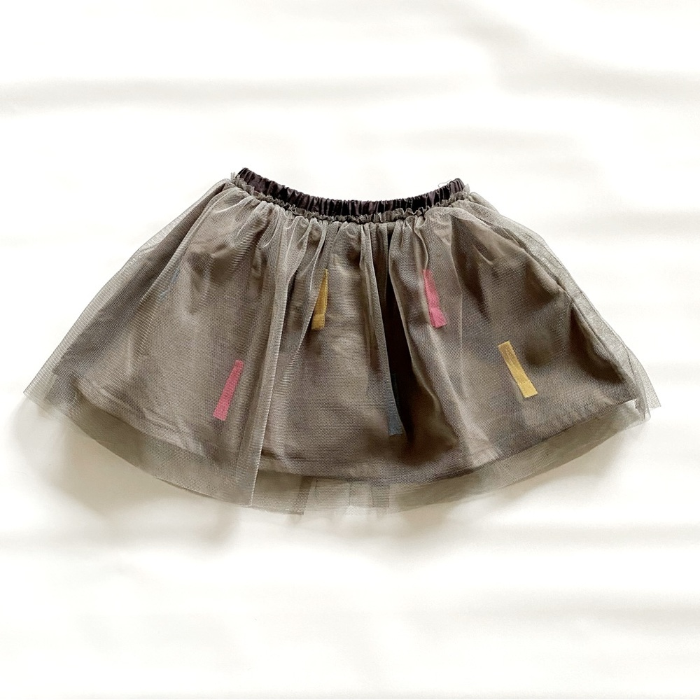 Zara gray tulle skirt with embroidery